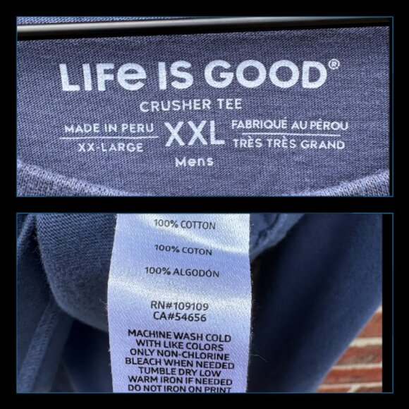 Life Is Good Crusher Graphic Tee XXL Navy Be The Person Your Dog Thinks You Are - Picture 9 of 9